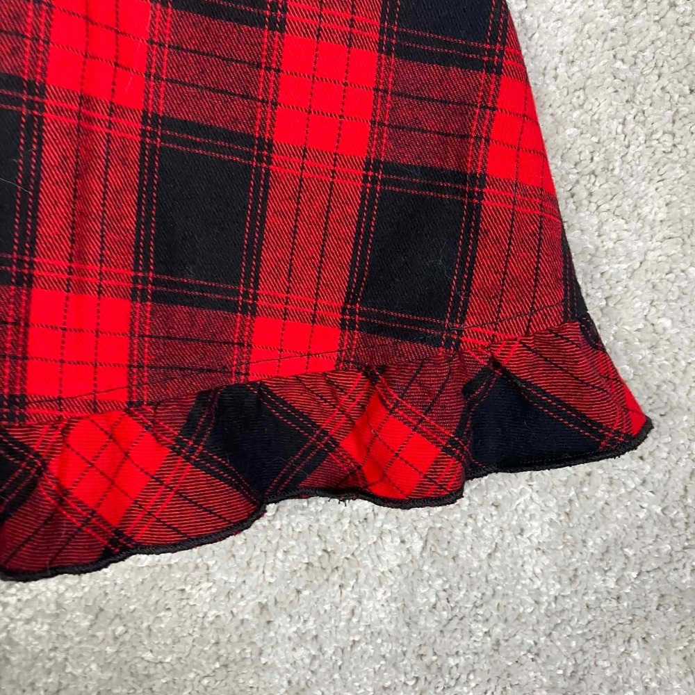 Horoscopez Mini Dress Womens Large Red Black Plaid Ruffle Hem Goth Party Vampire - Picture 2 of 11